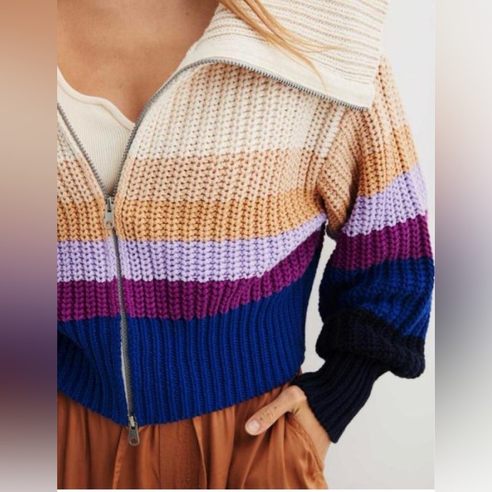 Aerie Cropped Double Zip Cardigan